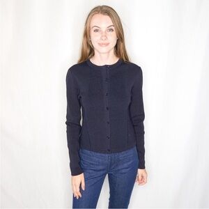 L. K. BENNETT Blue Stretch Knit Button Cardigan XS
